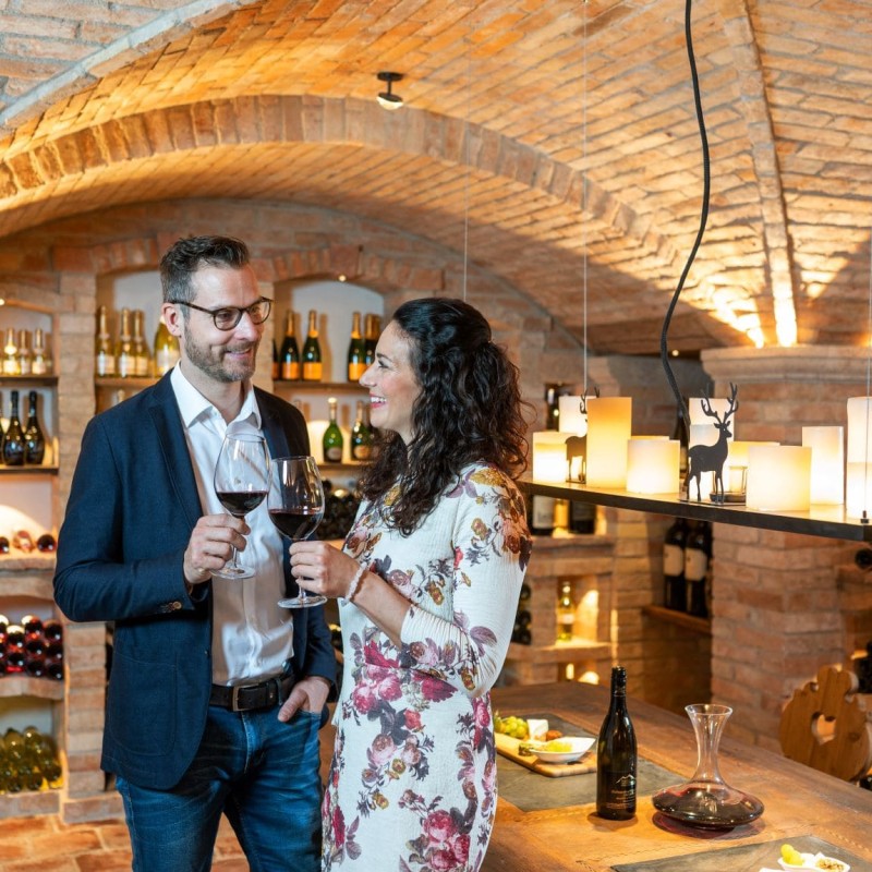 Fine wines are tasted by guests in the Zehnerkar