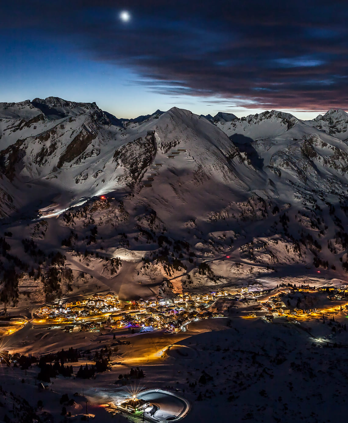 Nachtaufnahme vom Skigebiet Obertauern © Tourismusverband Obertauern